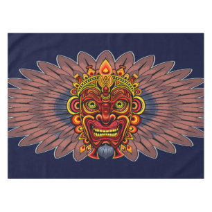 Tribal Warrior King Ritual Mask Tablecloth