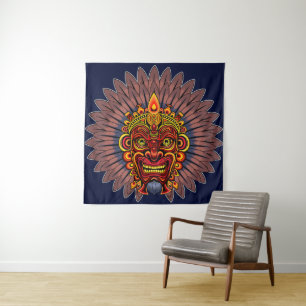Tribal Warrior King Ritual Mask Tapestry