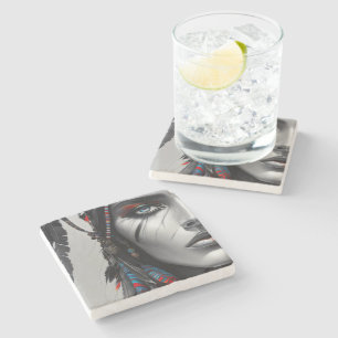 Tribal Warrior Stone Coaster