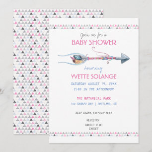 Tribal Watercolor Arrow Feathers Any Occasion Invitation