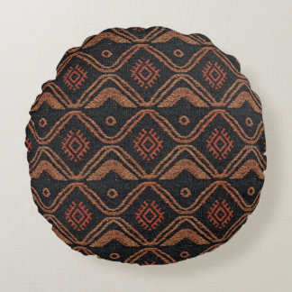 Tribal Wave Textile Pattern Round Cushion