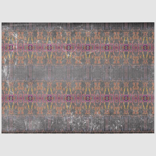 Tribal Western Brown Grey Purple Texture Pattern Tissue Paper (Front)