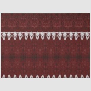 Tribal Western Burgundy Red Pattern Bull Cow Skull Tissue Paper