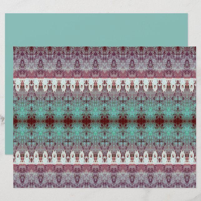 Tribal Western Pattern Teal Bull Cow Skull Country (Front/Back)