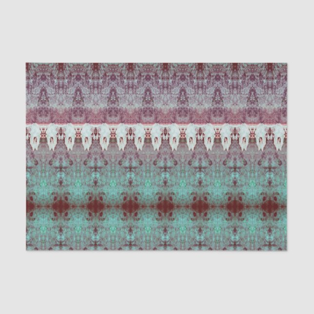 Tribal Western Pattern Teal Bull Cow Skull Country Tissue Paper (Front)