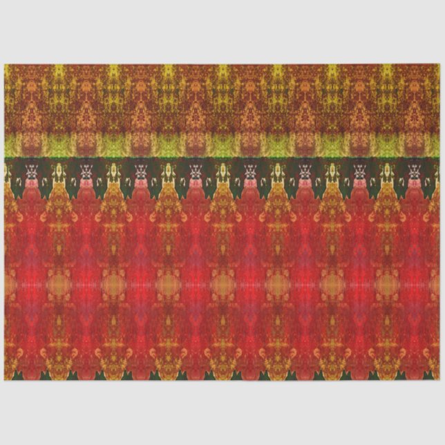 Tribal Western Red Brown Yellow Pattern Bull Skull Tissue Paper (Front)