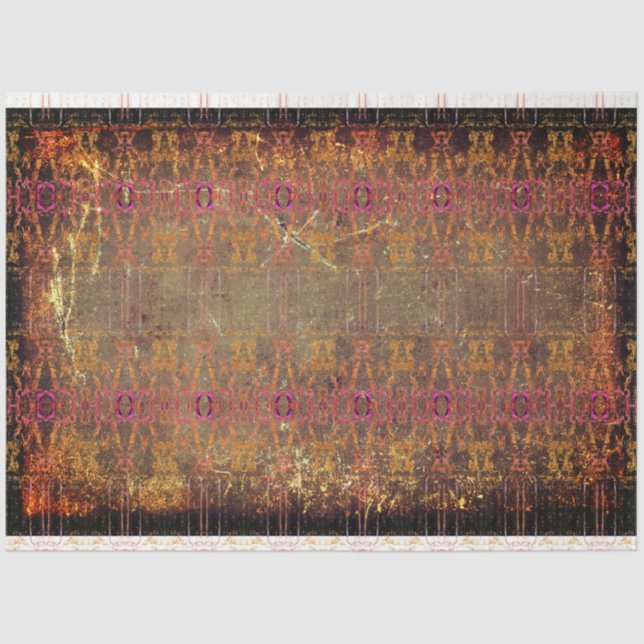 Tribal Western Rust Brown Purple Texture Pattern Tissue Paper (Front)