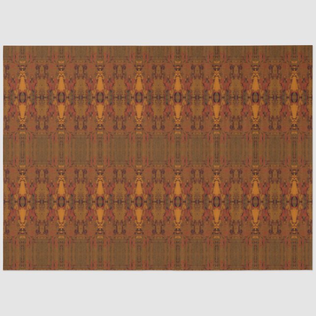 Tribal Western Rust Orange Art Pattern Bull Skull Tissue Paper (Front)