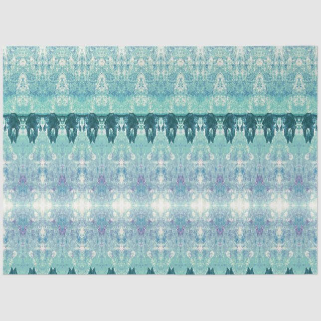 Tribal Western Teal Green White Pattern Bull Skull Tissue Paper (Front)