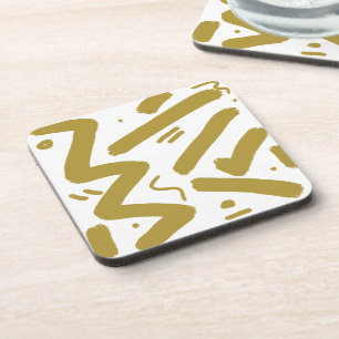 Tribal White and Gold Coaster