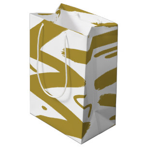 Tribal White and Gold Medium Gift Bag