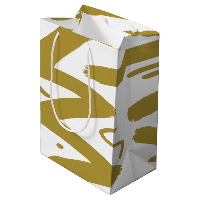 Tribal White and Gold  Medium Gift Bag (Back Angled)