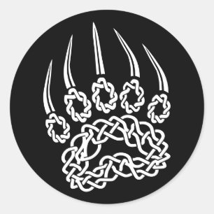 Tribal White Bear Paw Classic Round Sticker