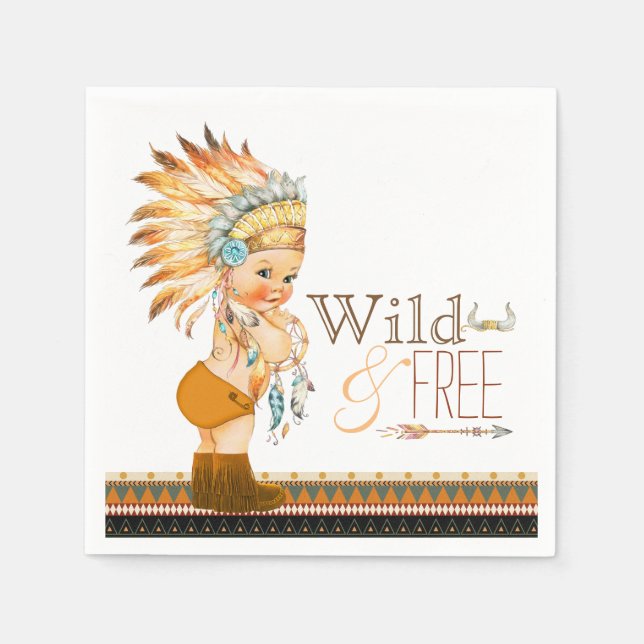 Tribal Wild and Free Boy Baby Shower Napkin (Front)