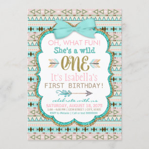 Tribal Wild One Birthday Party Invitation