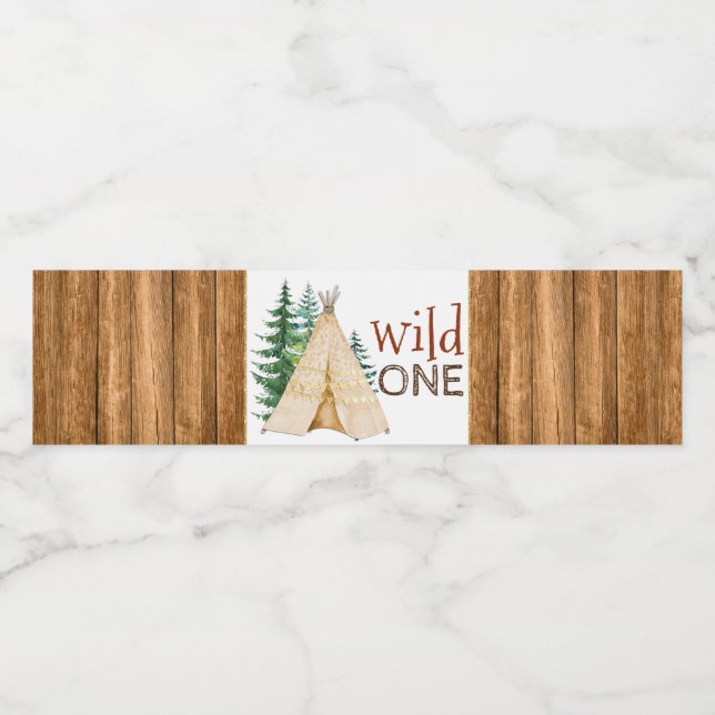 Tribal Wild One Teepee 1st Water Bottle Labels (Single Label)