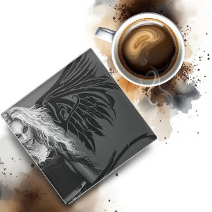 Tribal Wings Fallen Angel Red Glass Coaster