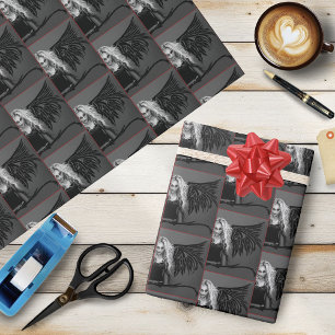 Tribal Wings Fallen Angel Red Wrapping Paper