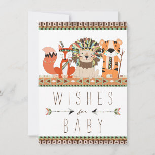 Tribal Wishes for Baby Fox Lion Tiger Baby Shower Advice Card