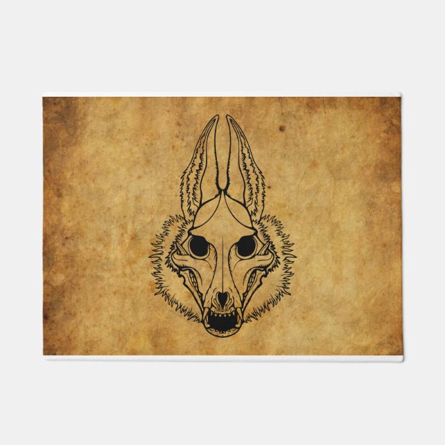 Tribal Witchy Jackal Skull Doormat (Front)