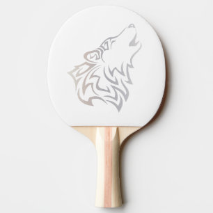Tribal Wolf Animal Beige White Ping Pong Paddle