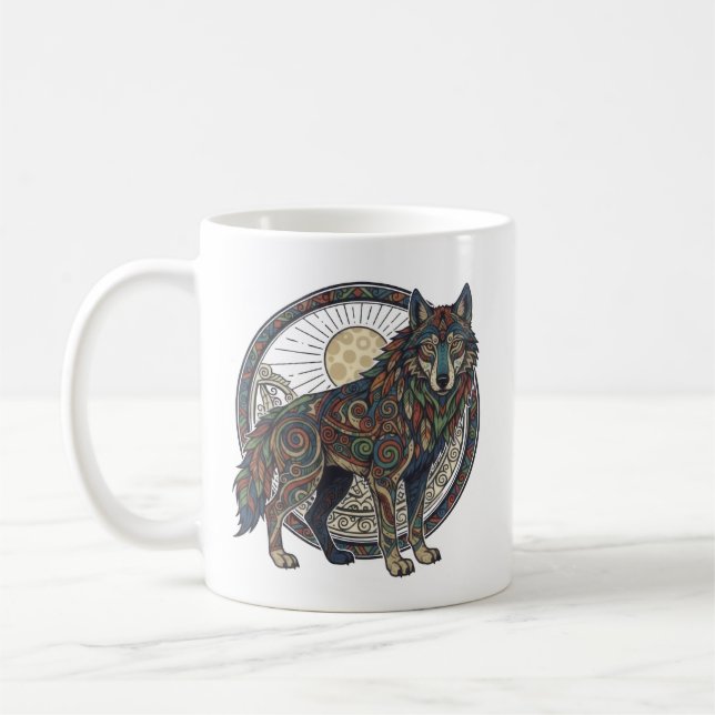Tribal Wolf Coffee Mug (Left)
