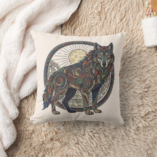 Tribal Wolf Cushion (Blanket)