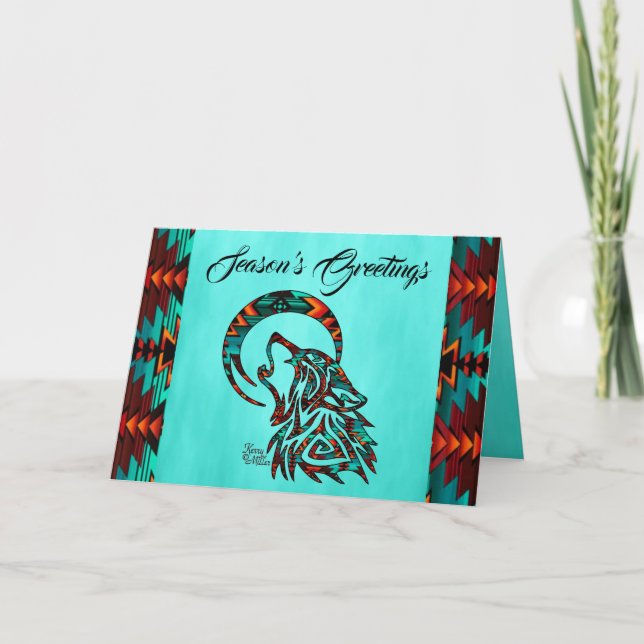 Tribal Wolf Holiday Card (Front)