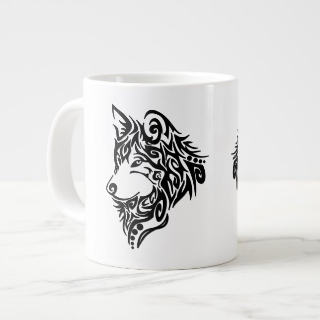 Tribal Wolf Large Coffee Mug (Front Left)