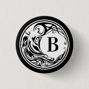 Tribal Wolf Monogram 3 Cm Round Badge