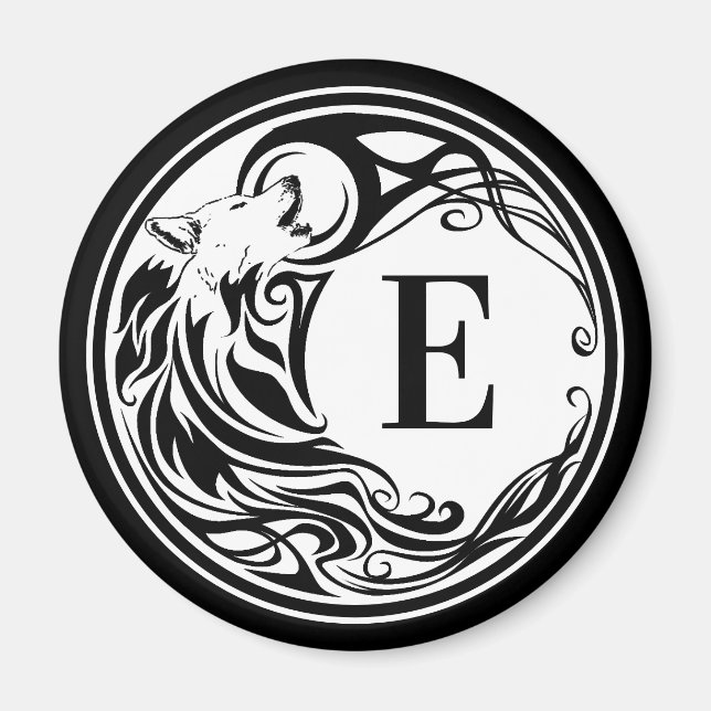 Tribal Wolf Monogram Magnet (Front)