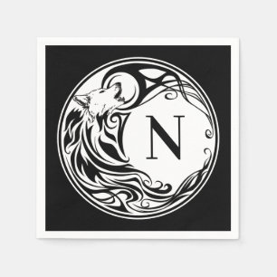 Tribal Wolf Monogram Napkin