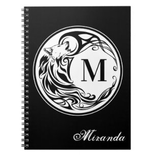 Tribal Wolf Monogram Notebook