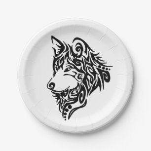 Tribal Wolf Paper Plate