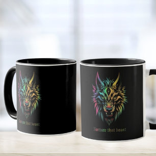 Tribal Wolf Patch – "Nurture That Beast" Mug