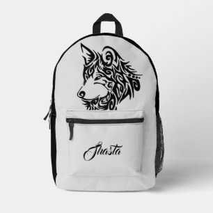 Tribal Wolf Personalised Printed Backpack