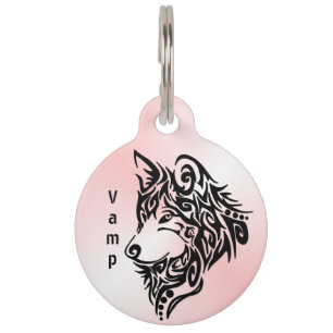 Tribal Wolf Pet Tag