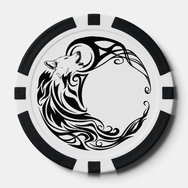 Tribal Wolf Poker Chips (Front)