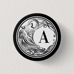 Tribal Wolf - Shaded Monogram 3 Cm Round Badge