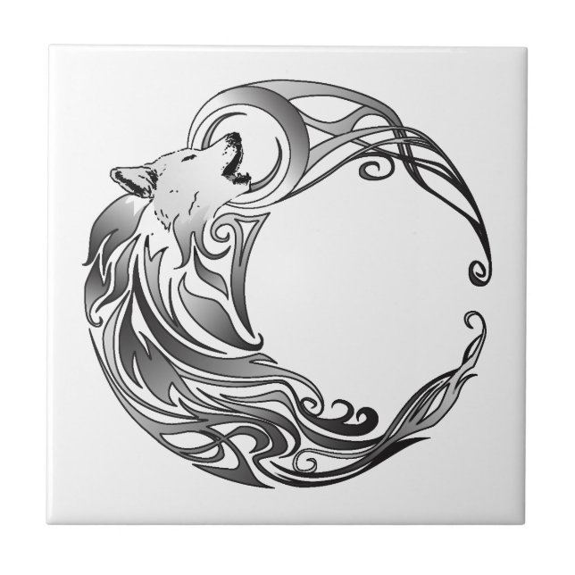 Tribal Wolf - Shaded Tile (Front)