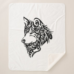 Tribal Wolf Sherpa Blanket