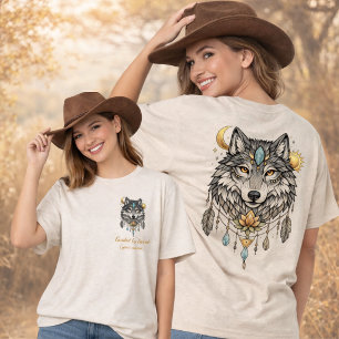Tribal Wolf Spirit Animal Dreamcatcher Sun Moon Tri-Blend Shirt