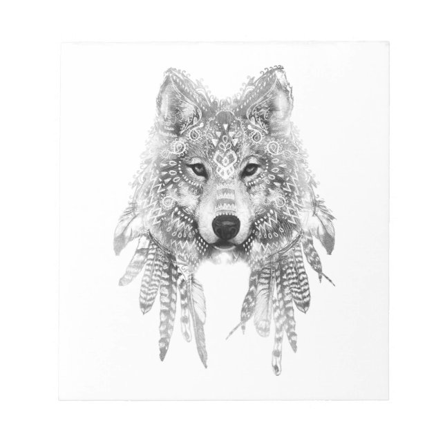 Tribal Wolf Spirit Notepad (Front)