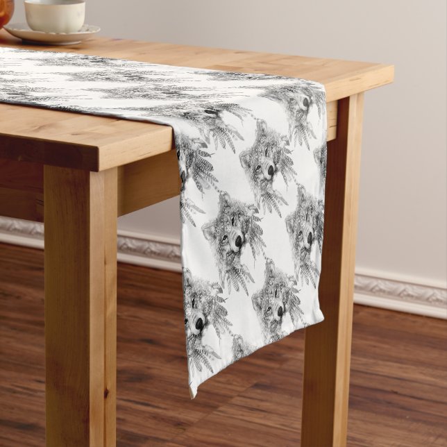 Tribal Wolf Spirit Short Table Runner (In Situ)
