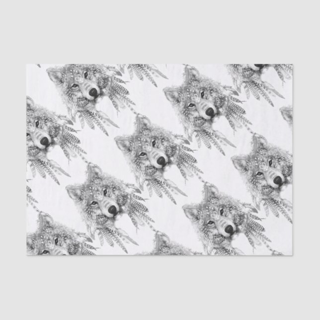 Tribal Wolf Spirit Tissue Paper (Front)