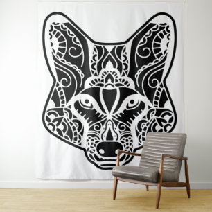Tribal WOLF Tapestry