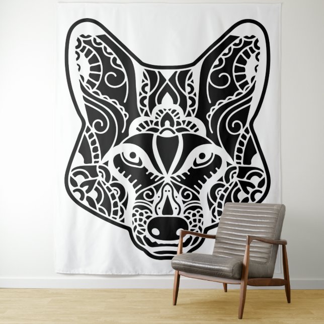 Tribal WOLF Tapestry (In Situ)