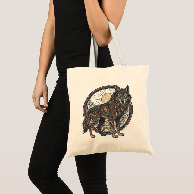 Tribal Wolf Tote Bag (Front (Product))
