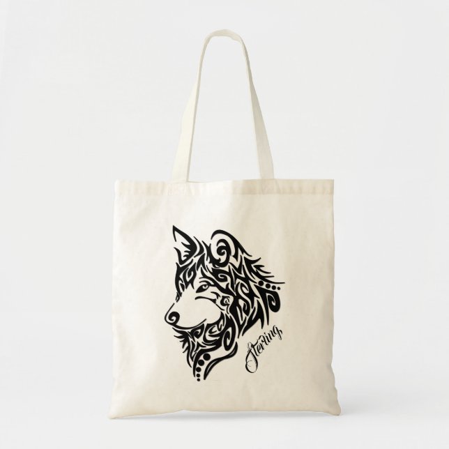 Tribal Wolf Tote Bag (Front)