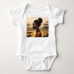Tribal Woman Watching Over Her African Landscape, Baby Bodysuit